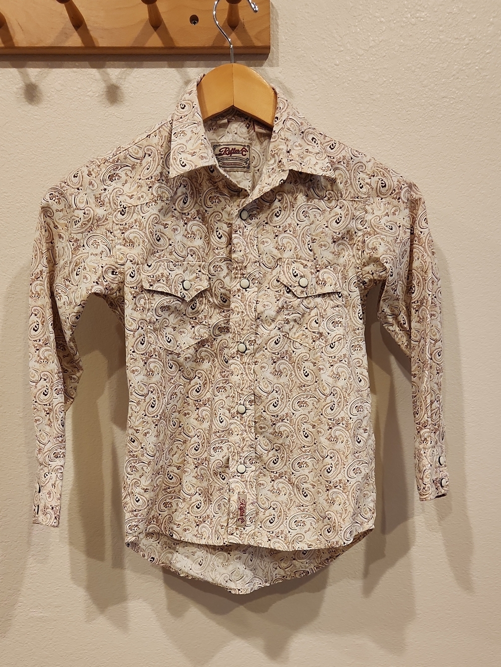 Rafter C Cowboy Collection Boys Western Snap Shirt Sz M Paisley